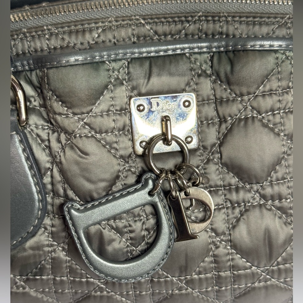 Christian Dior Vintage Iconic Cannage Lady Boston Bag in Metallic Grey - Picture 4 of 16